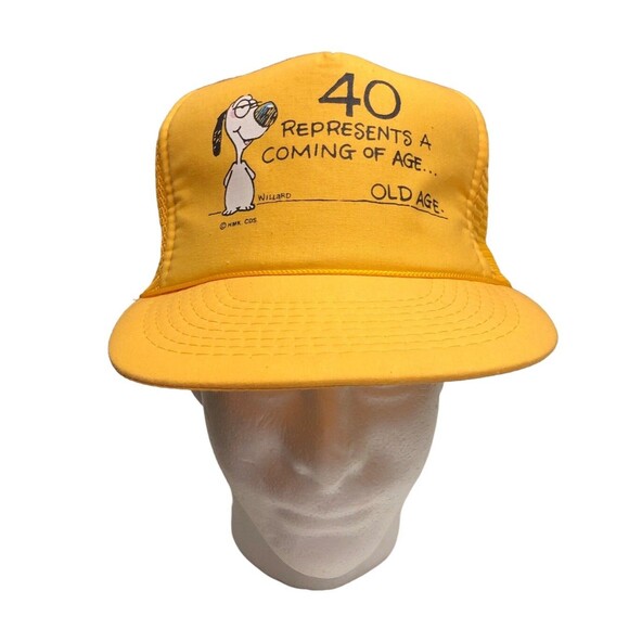 Vintage Funny Willard 40 Birthday Trucker Hat Snapback Cap Yellow Old Age Mesh - Picture 1 of 10